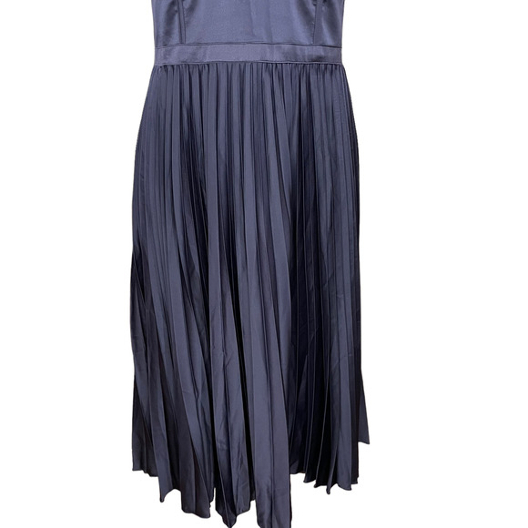 City Chic Plus Size 16W Ahana Corset Dress Navy Blue Satin Midi Cocktail Holiday - Picture 7 of 13